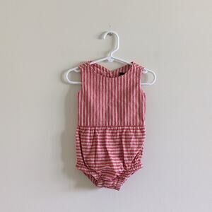 Tea Collection Peekaboo Back Romper Size 12/18m One Piece Linen Cotton Blend